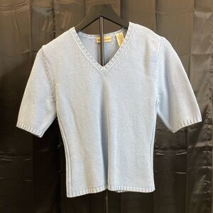 Apostrophe knitted Blue V-Neck Sweater